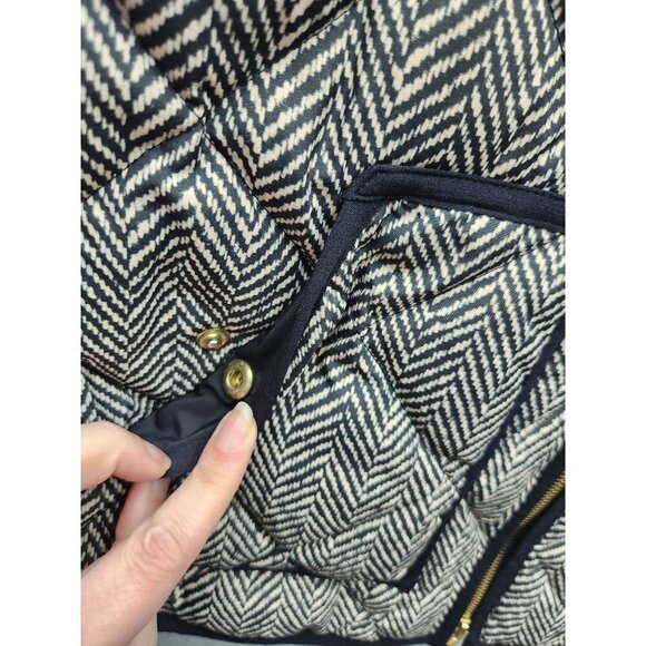 J.Crew Womens Quilted Puffer Vest 60% Down Black & White Herringbone Pattern S - Picture 2 of 9